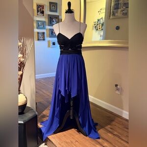 Adrianna Papell Black and Blue High Low Dress